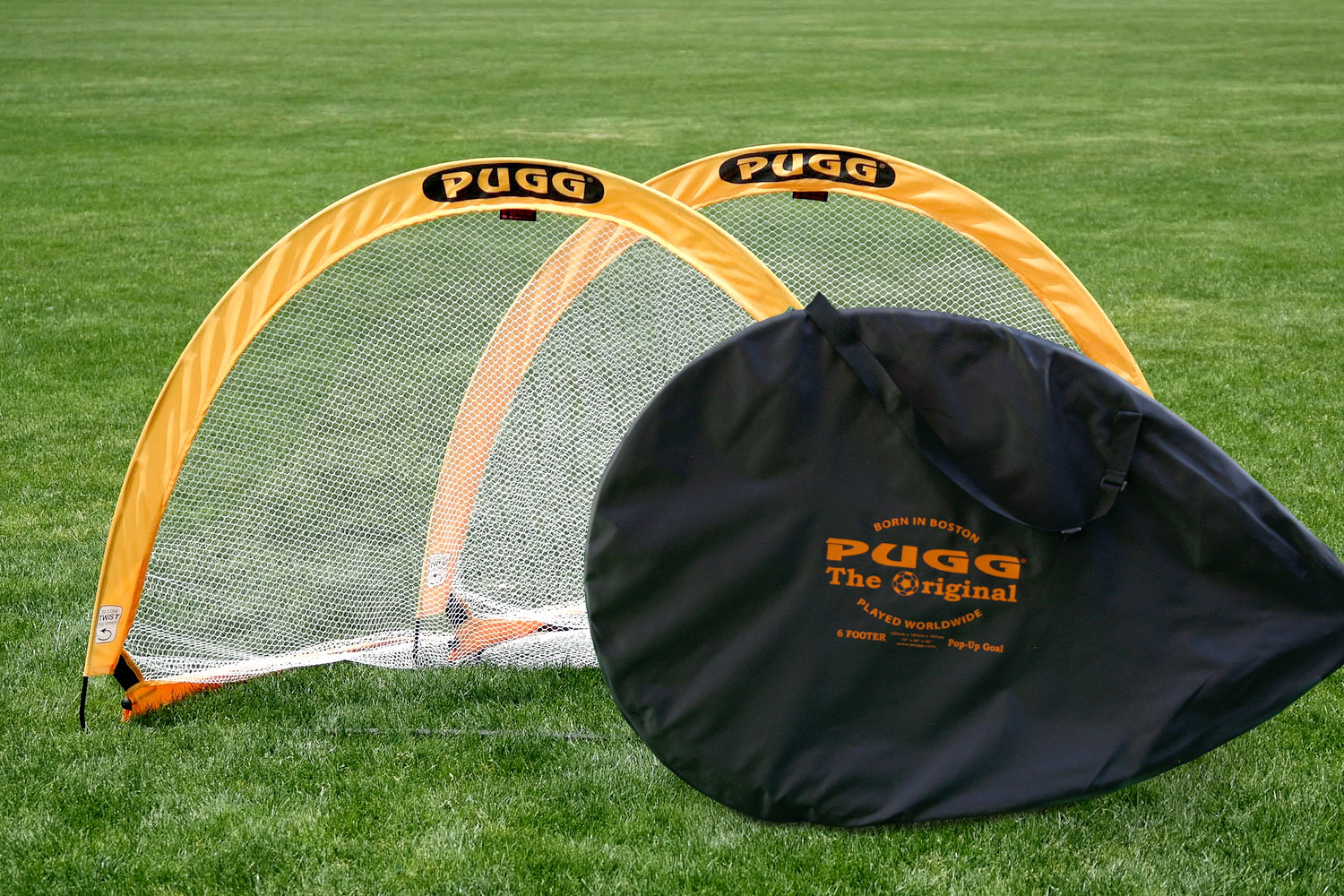 PUGG 6 Foot Portable Soccer Goals 2-Pack - Pop-Up Football Goals With Carrying Bag & Accessories